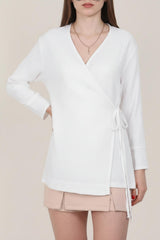 Tunique Kimono Croisée En Mousseline — Blanche