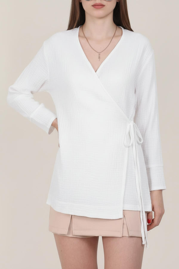 Mousseline Wikkel - Kimono Tuniek — Wit