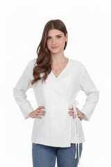 Tunique Kimono Croisée En Mousseline — Blanche