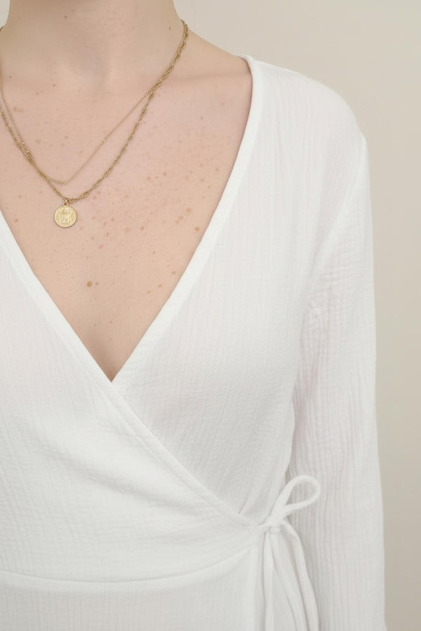Mousseline Wikkel - Kimono Tuniek — Wit