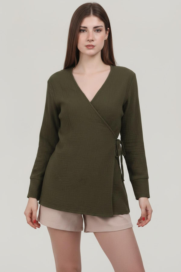 Khaki Muslin Wrap Tunic