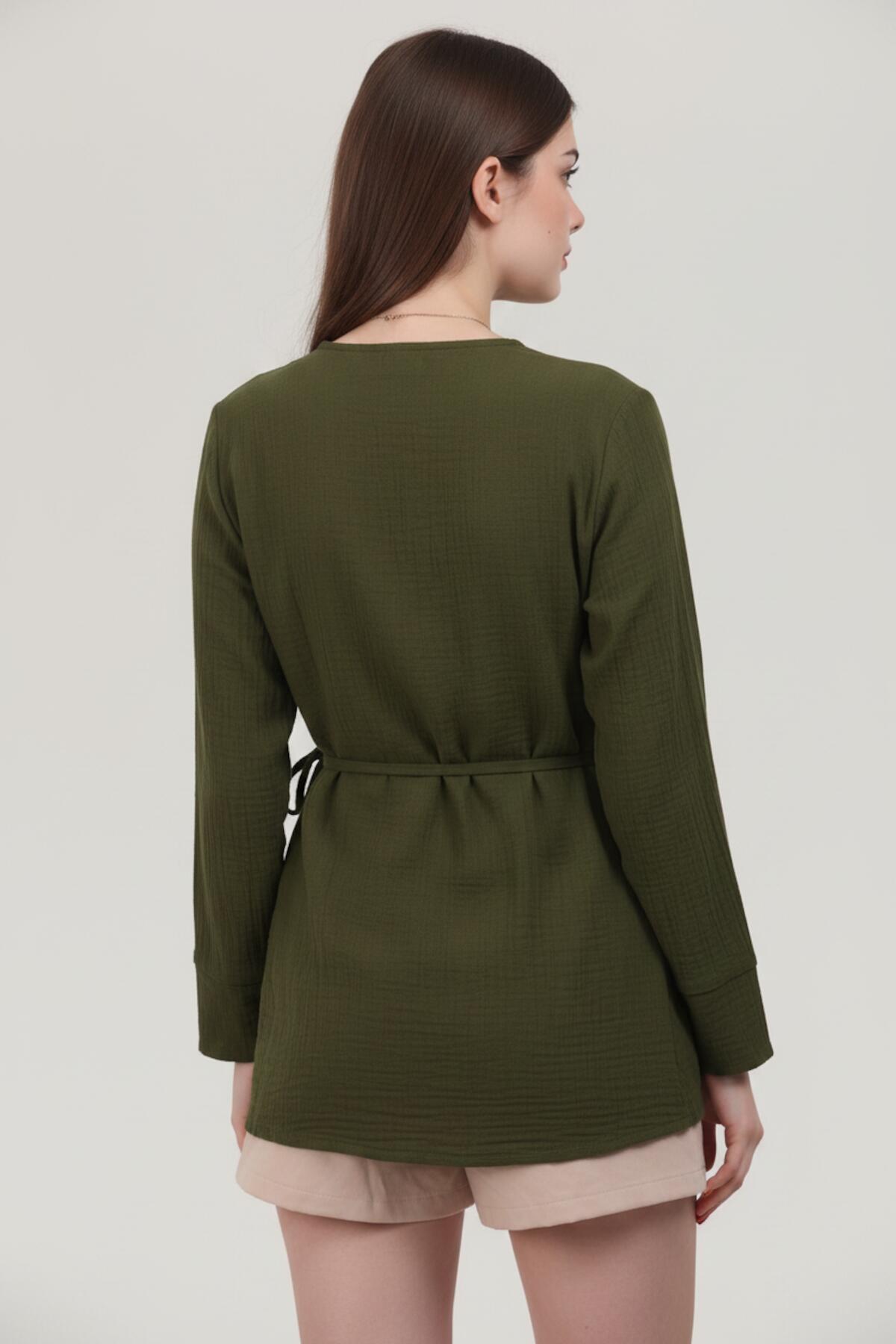 Khaki Muslin Wrap Tunic