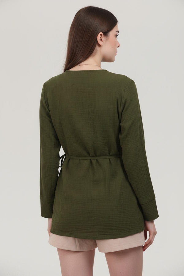 Khaki Muslin Wrap Tunic