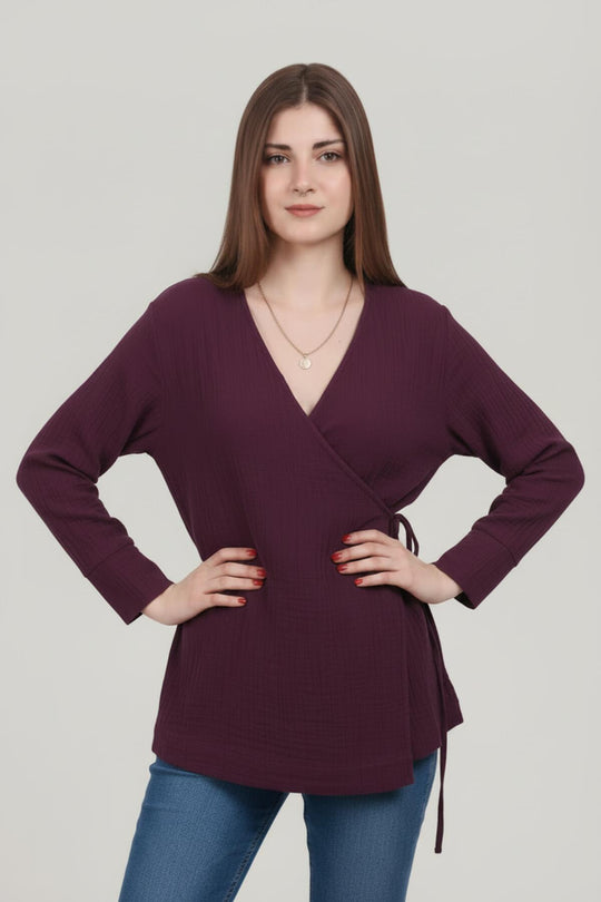 Mousseline Kimono - Tuniek In Pruim