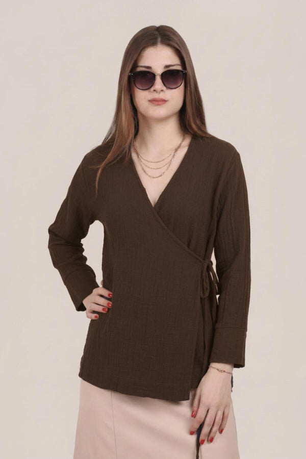 Brown Muslin Wrap Tunic