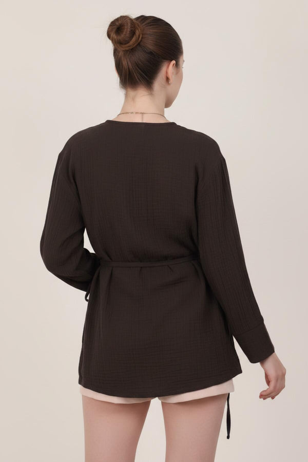 Brown Muslin Wrap Tunic