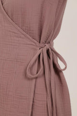 Tunique Kimono Croisée En Mousseline — Rose