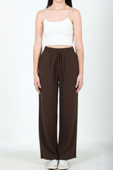 Pantalon Large En Coton‑Lin — Marron