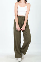 Pantalon Ample En Coton‑Lin — Kaki