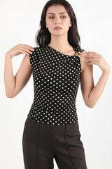 Blouse À Pois Avec Boucle À L'épaule — Noir