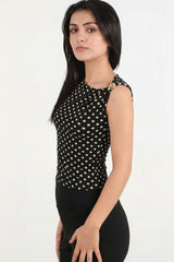 Blouse À Pois Avec Boucle À L'épaule — Noir