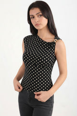 Blouse À Pois Avec Boucle À L'épaule — Noir