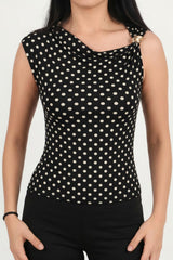 Blouse À Pois Avec Boucle À L'épaule — Noir