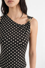 Blouse À Pois Avec Boucle À L'épaule — Noir