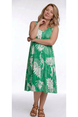 Robe À Motif, Bretelles Croisées — Vert