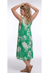 Robe À Motif, Bretelles Croisées — Vert