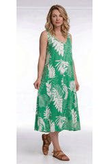 Robe À Motif, Bretelles Croisées — Vert