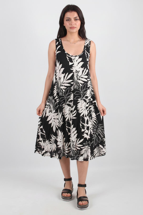 Printed Cross - Back Dress — Ecru
