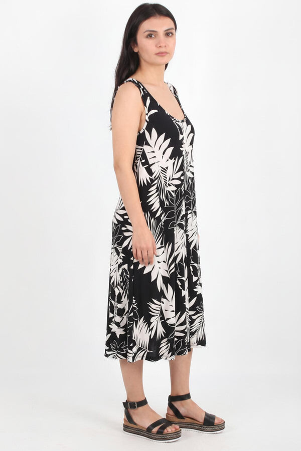 Printed Cross - Back Dress — Ecru