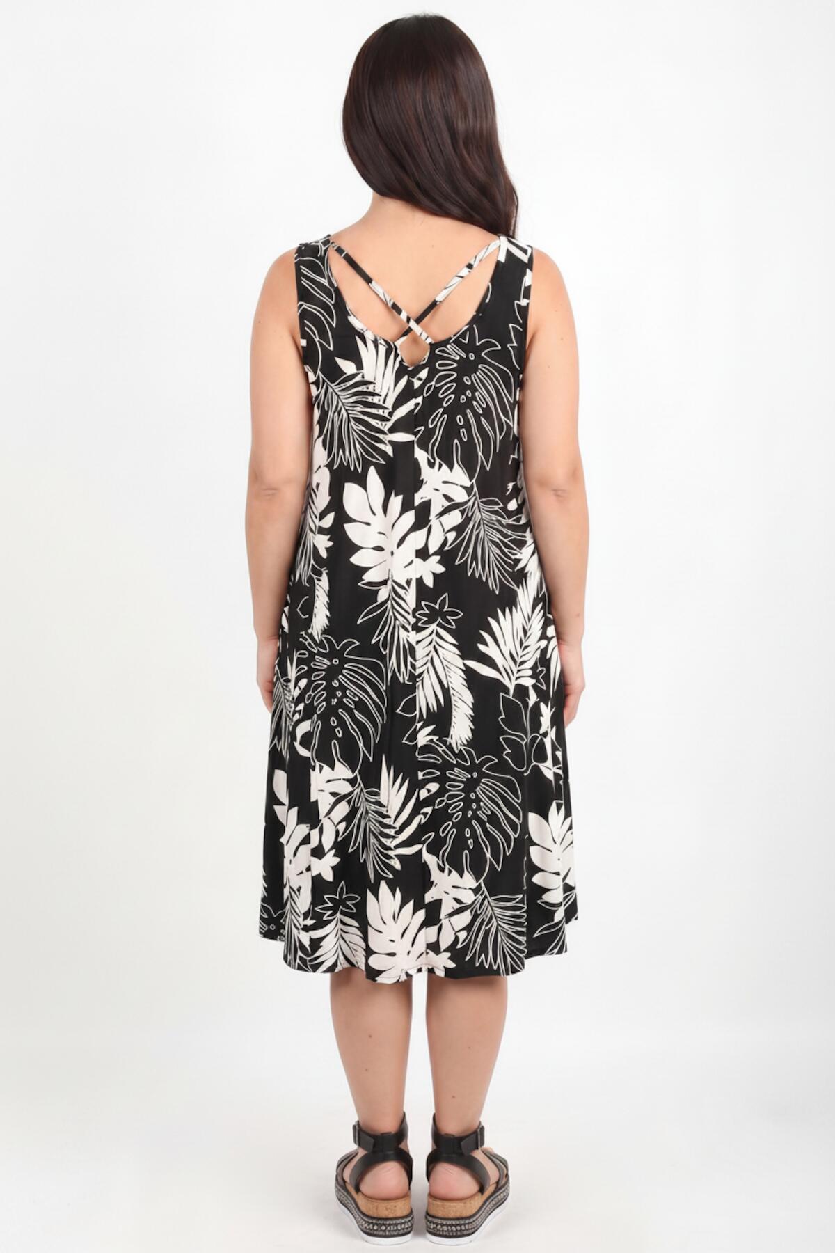 Printed Cross - Back Dress — Ecru