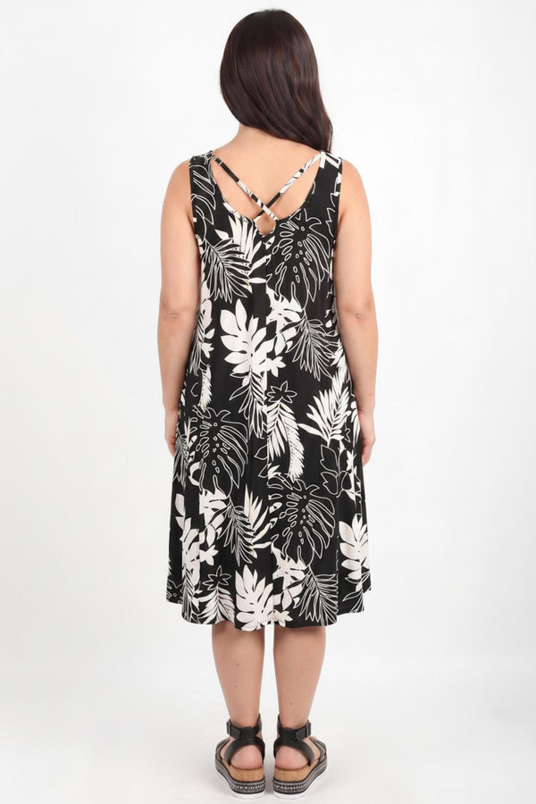 Printed Cross - Back Dress — Ecru