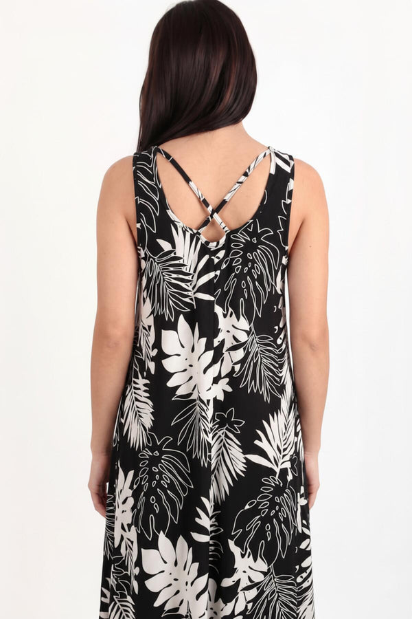 Printed Cross - Back Dress — Ecru