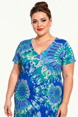 Robe Grande Taille À Encolure V, Imprimée