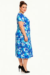 Robe Grande Taille À Encolure V, Imprimée