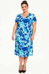 Robe Grande Taille À Encolure V, Imprimée