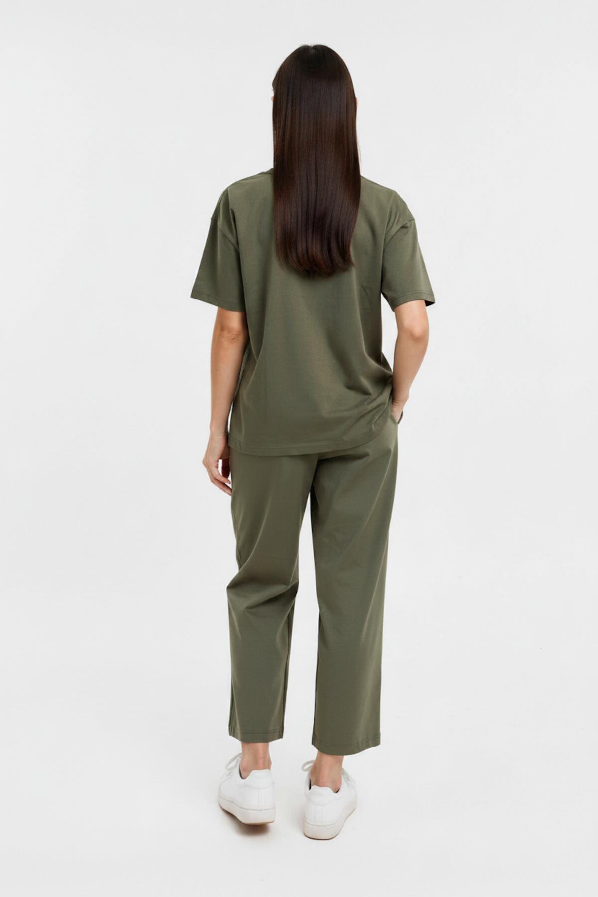 Bear Embroidered T - Shirt Set — Khaki
