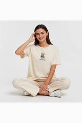 Ensemble T‑Shirt Brodé Ours — Écru
