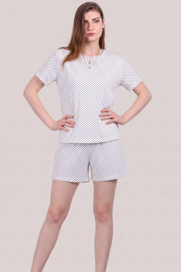 Ensemble Pyjama Court À Pois — Gris