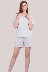 Pyjama - Set Met Korte Mouwen En Stippen — Grijs