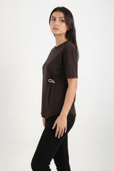 Blouse Marron Avec Détail Accessoire