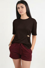 Blouse Marron Avec Détail Accessoire