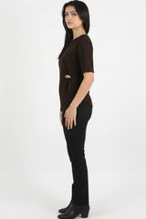 Blouse Marron Avec Détail Accessoire