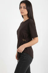 Blouse Marron Avec Détail Accessoire