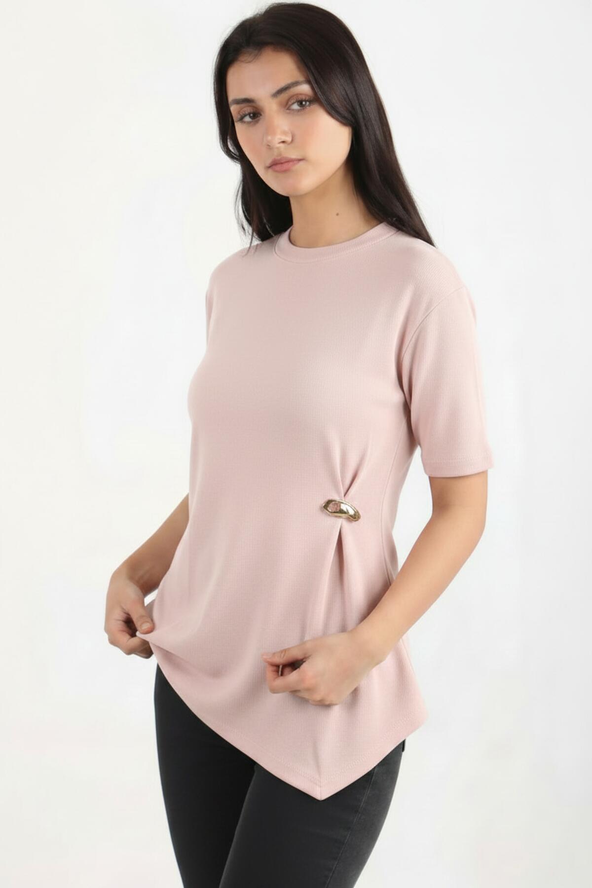 Blouse Met Accessoire - Detail — Roze