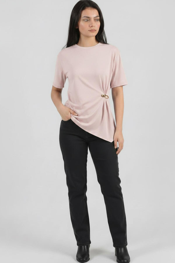 Blouse Met Accessoire - Detail — Roze
