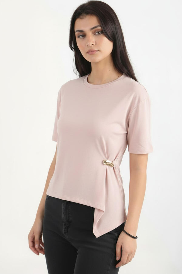 Blouse Met Accessoire - Detail — Roze