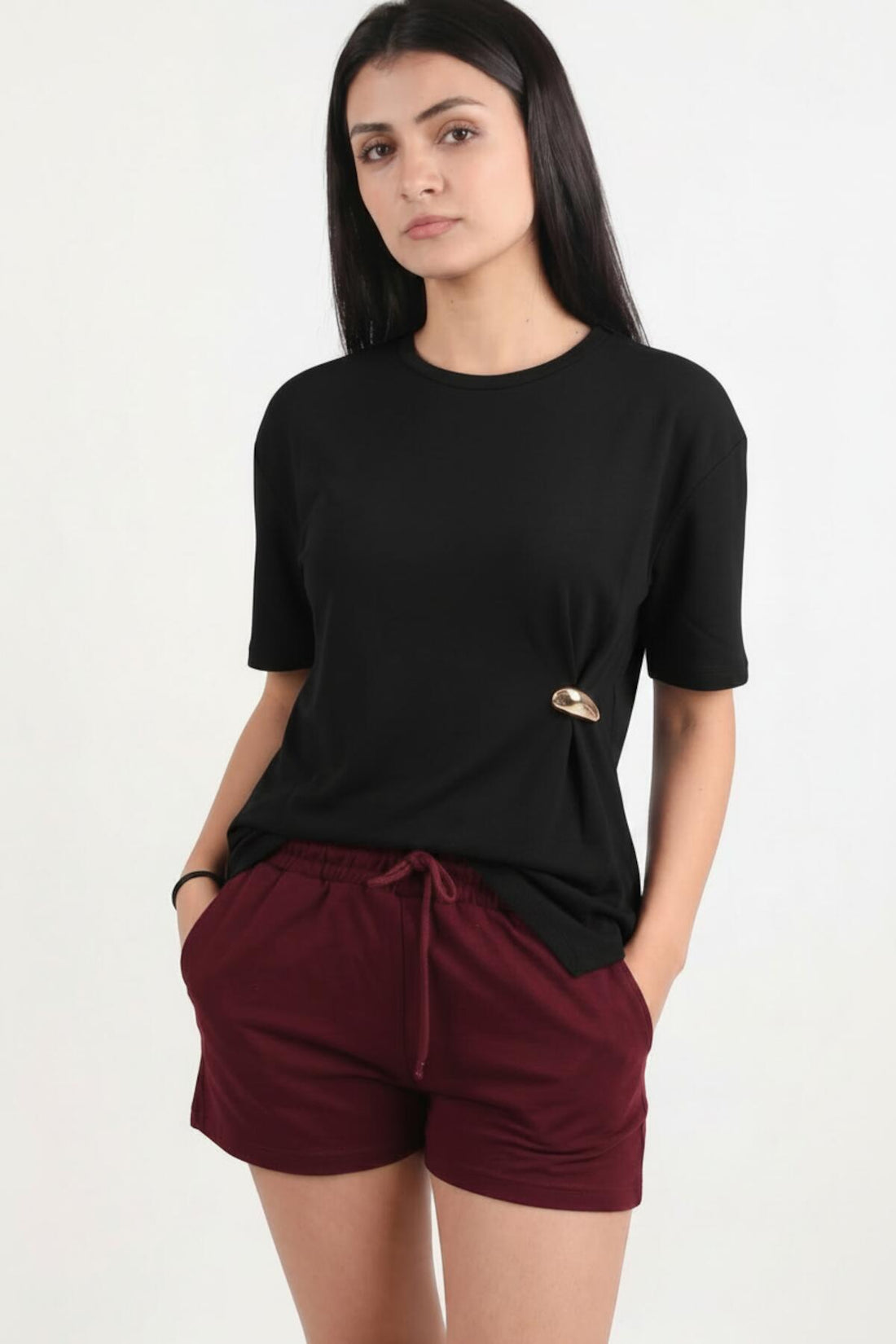Blouse Avec Détail Accessoire — Noir