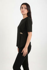 Blouse Avec Détail Accessoire — Noir