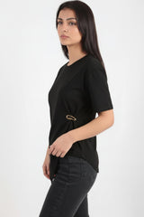 Blouse Avec Détail Accessoire — Noir