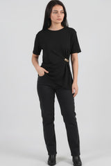 Blouse Avec Détail Accessoire — Noir