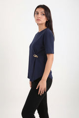 Blouse Avec Détail Accessoire — Bleu Marine