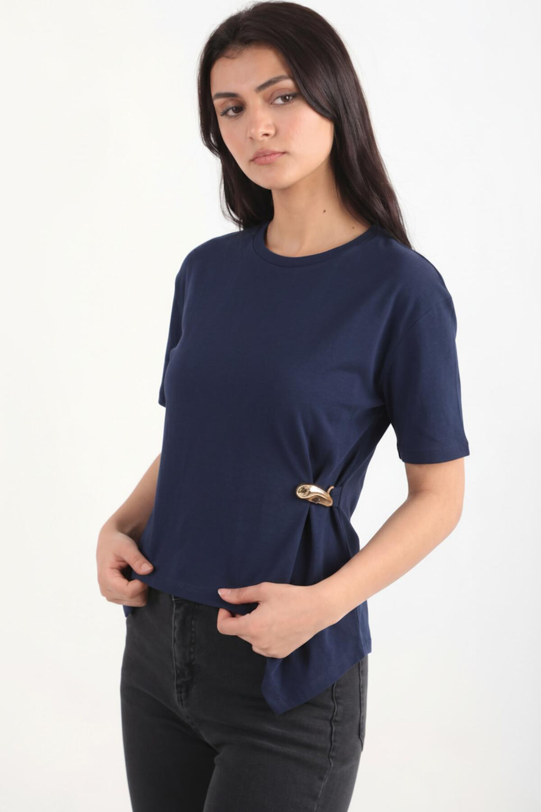 Blouse Avec Détail Accessoire — Bleu Marine