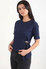 Blouse Avec Détail Accessoire — Bleu Marine