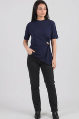 Blouse Avec Détail Accessoire — Bleu Marine