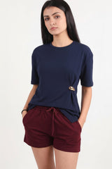 Blouse Avec Détail Accessoire — Bleu Marine
