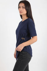 Blouse Avec Détail Accessoire — Bleu Marine